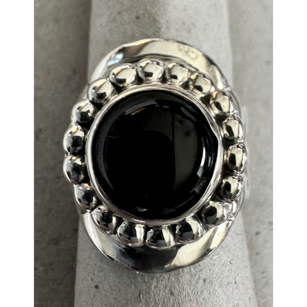 Onyx Ring Sterling Silver Southwestern Mexico ATI Size 6 Vintage